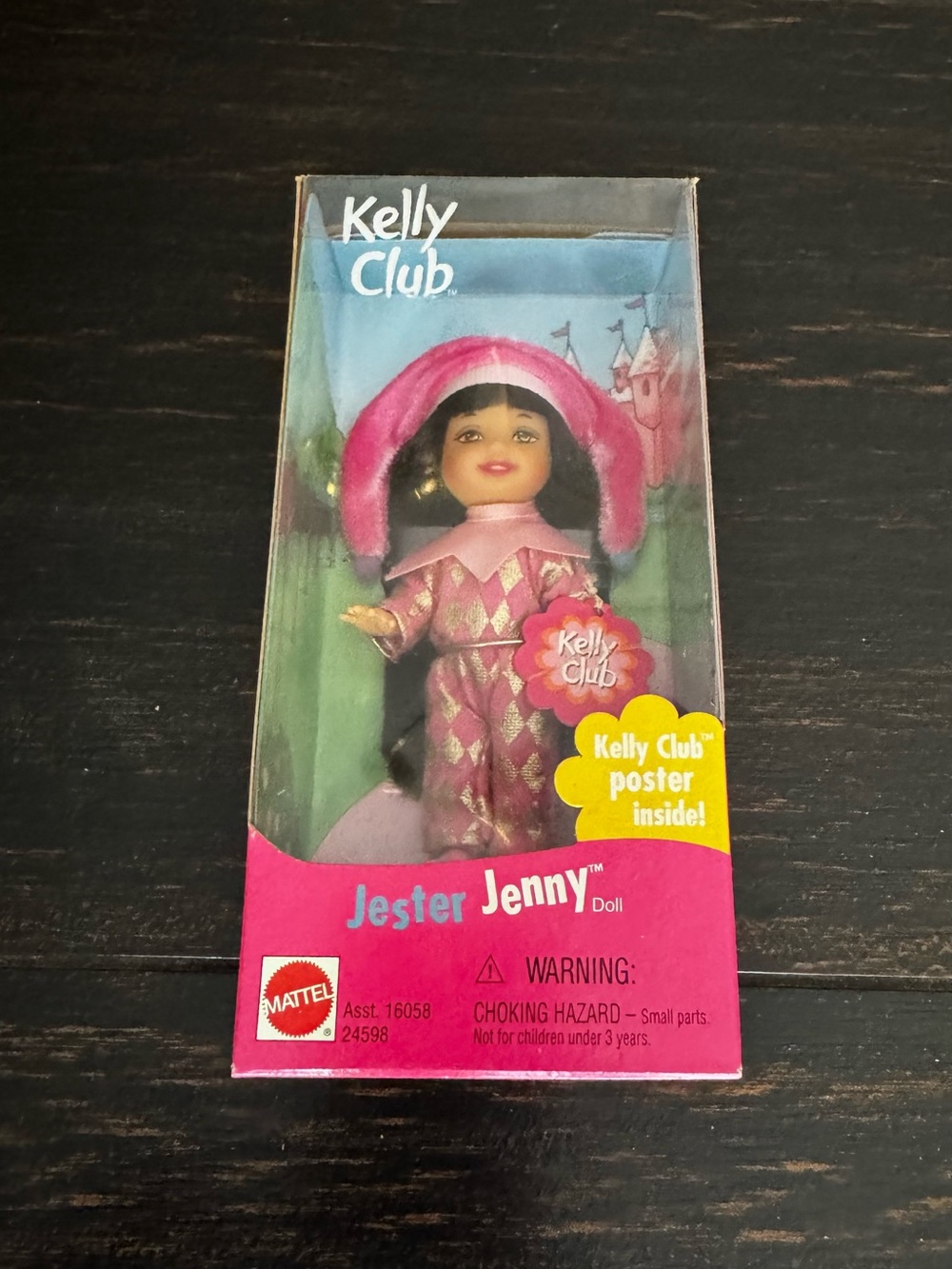 Mattel Barbie 1999 Kelly Club Jester Jenny Doll pink and gold jester outfit!